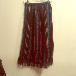 Vintage handwoven skirt with fringe.